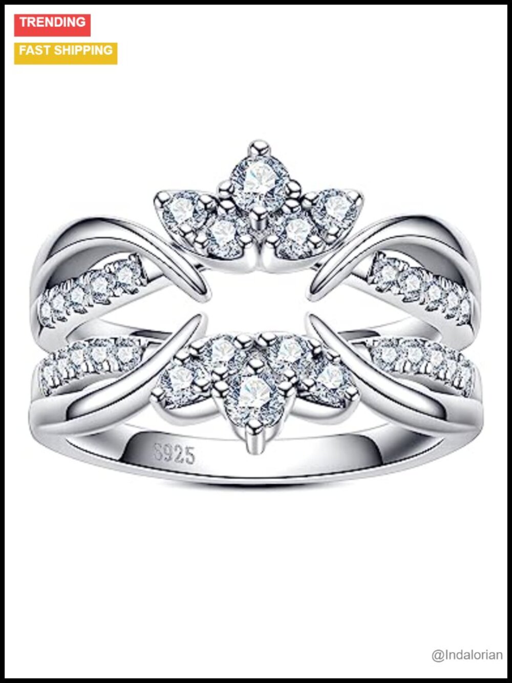 Moissanite Ring Enhancers 2pc Wrap Guard Curved Eternity Wedding Band